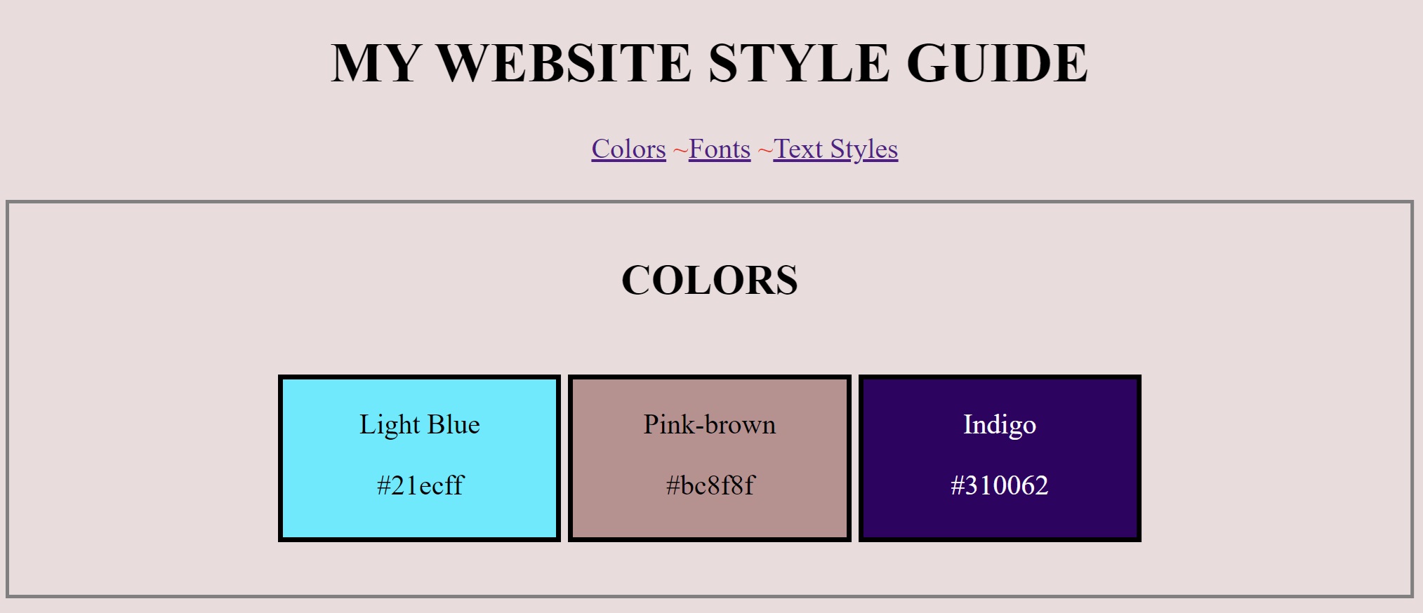 Style cheat sheet