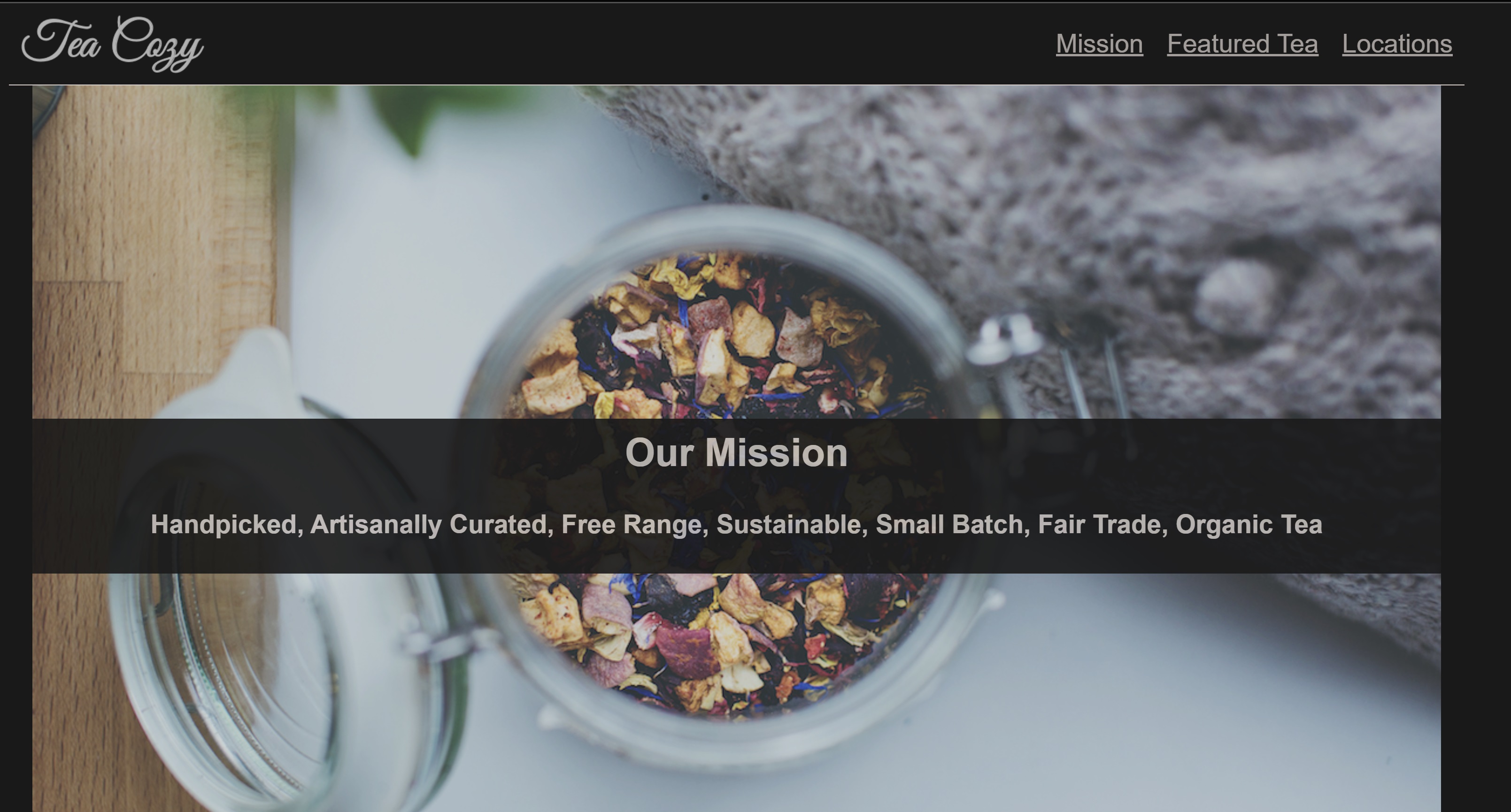 Homepage of shop TEA COZY